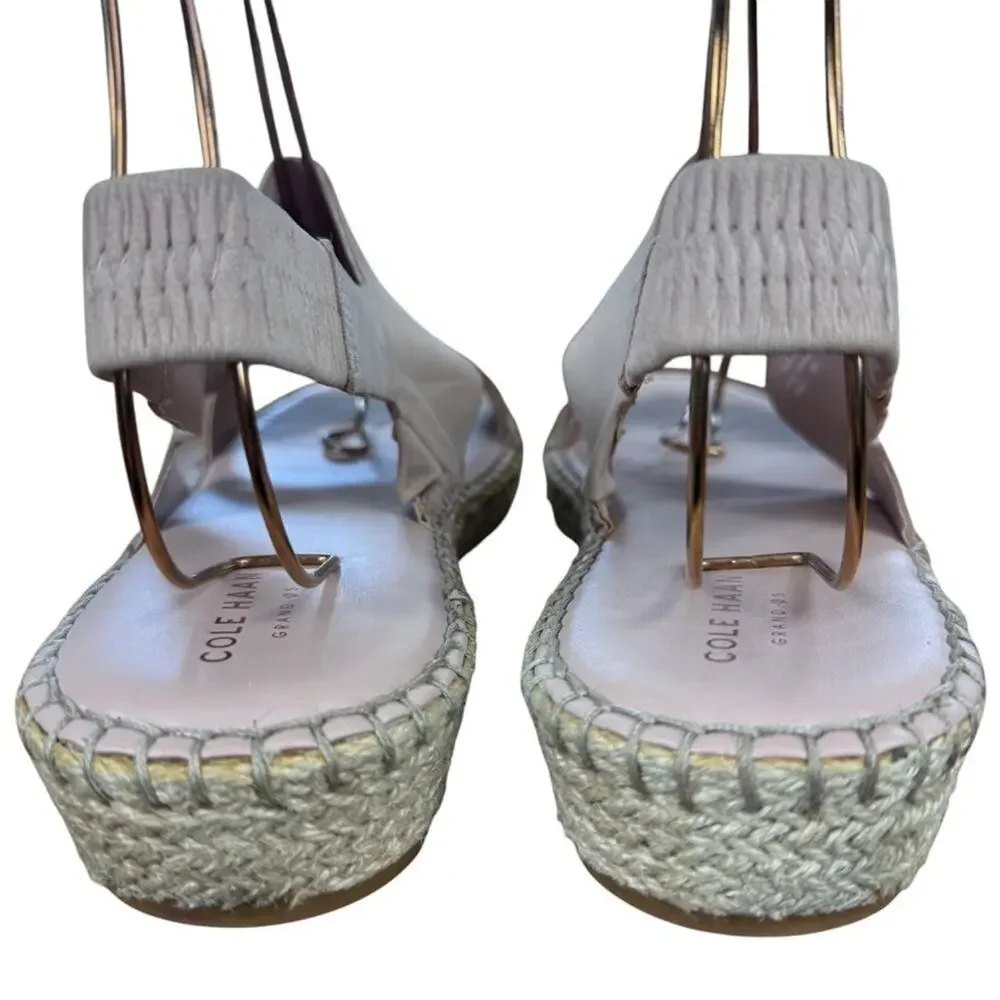 Cole Haan Womens Espadrille Sandals Slingback Pink Shoes Wide Strap Leather 9 B